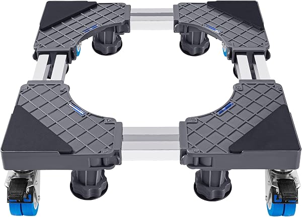 Base universale per lavatrice: base regolabile per lavatrice, asciugatrice, frigorifero da 45-68 cm (tubo d'acciaio a doppio strato + 4 ruote + 8 piedi (400 kg)) - 1