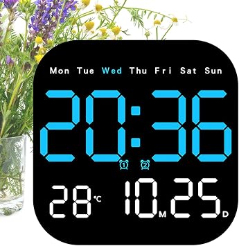 Electronic Wall Calendar, Digital Calendar Sundial - Digital LED Calendar with Remote Control, Hanging Stand Dual Purpose Temperature Display Alarm Clock for Living Room Study Bedroom