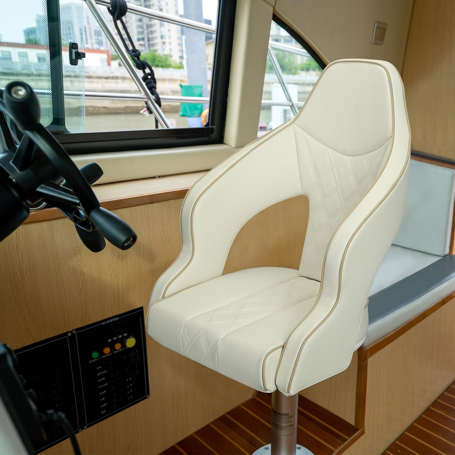 ERGOSEAT High Back Captain Seat for Boats Pontoon Captain Chair Bass Boat Seats Marine Captains Chair Boat Bucket Seat with Armrest