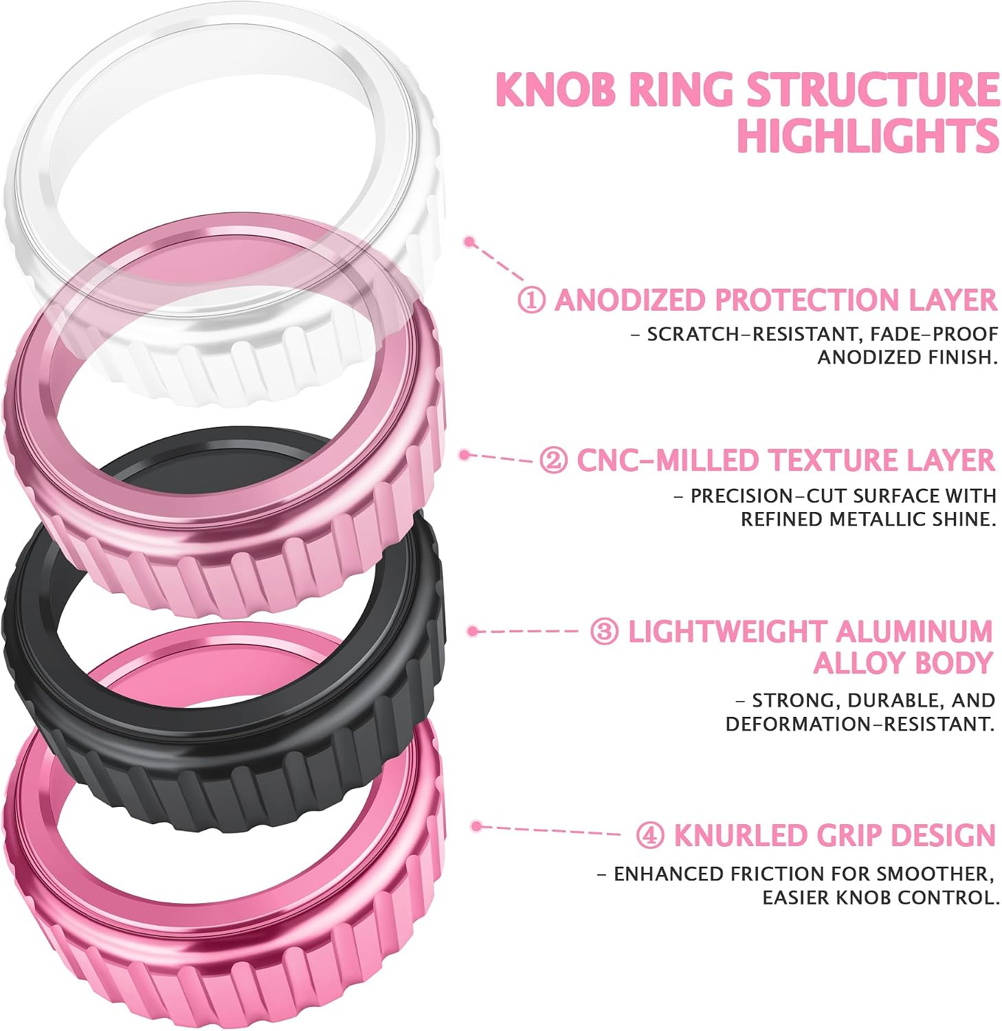 for 2024–2026 Hyundai Santa Fe, 2025-2026 Santa Cruz & Tucson Accessories (Excludes SE Trim) – 4PCS Aluminum Knob Cover Trim Set (Pink) for AC & Volume, Interior Upgrade, Knob Protection