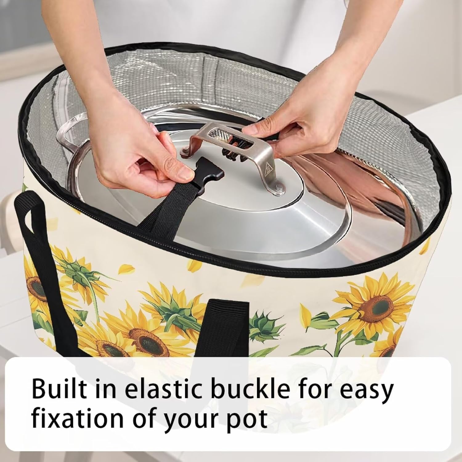 Sunflowers Dust Cover for 6-8 Quart Oval Slow Cooker Cover Replacement Novelty Kitchen Appliance Bags for Air Fryer, Pressure Cooker Accessories