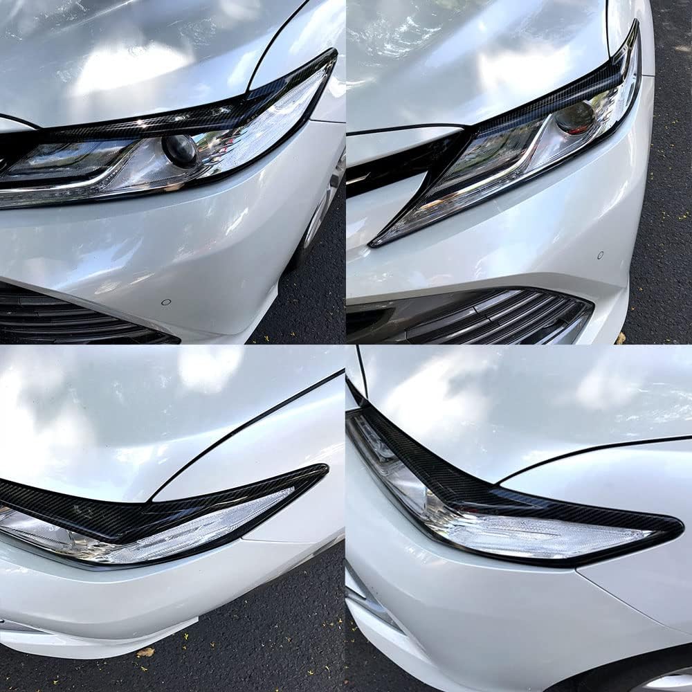 Carbon Fiber Headlight Eyebrow Eyelid Cover Trim Decoration Sticker for Toyota Camry 2024 2023 2022 2021 2020 2019 2018 Accessories