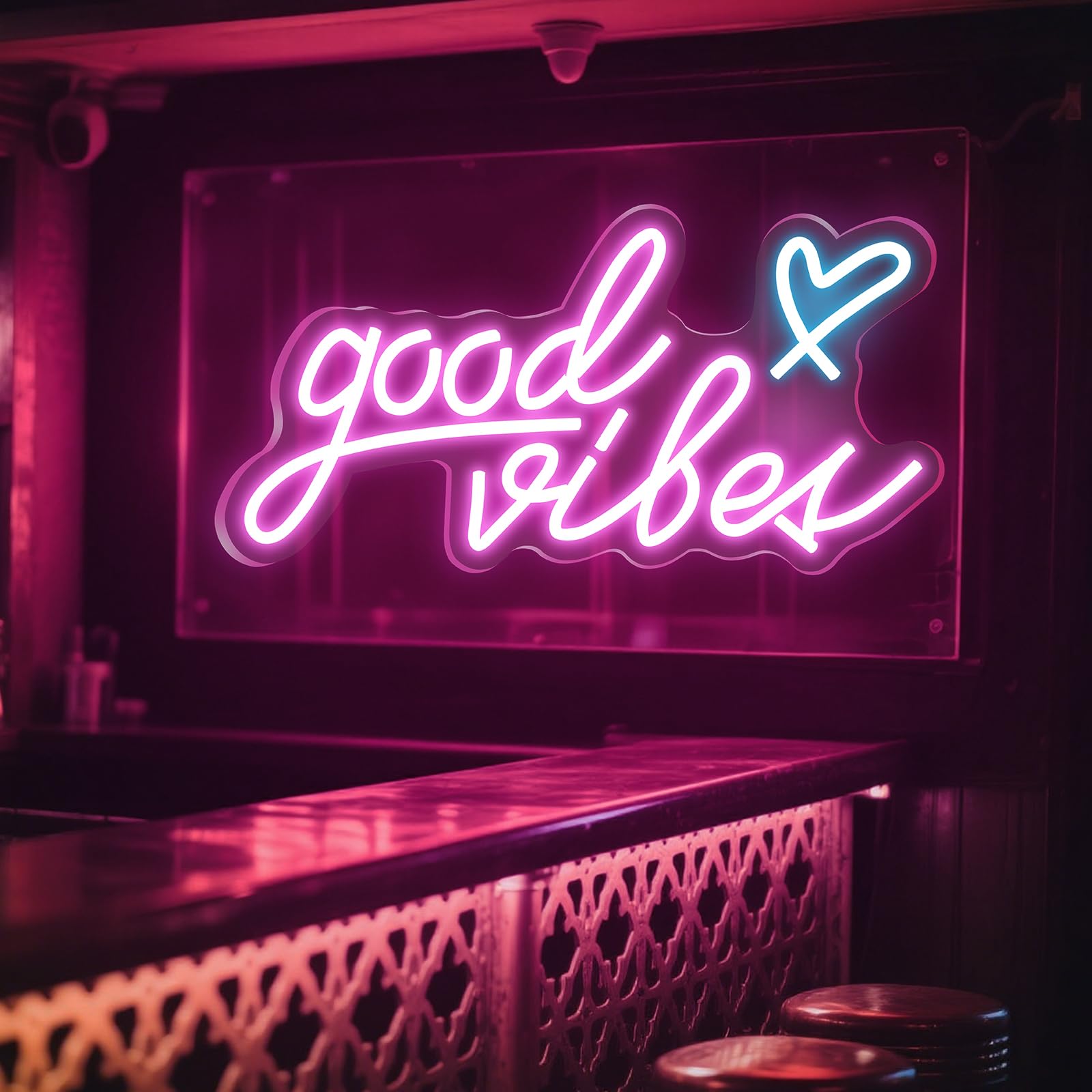 Good Vibes Targa al neon,Insegna al Neon Led Personalizzata,USB, luce al neon, decorazione da parete a LED,Parete Scritta Luminosa Personalizzata per Feste Compleanno Matrimoni Negozi Bar (Rosa 2)