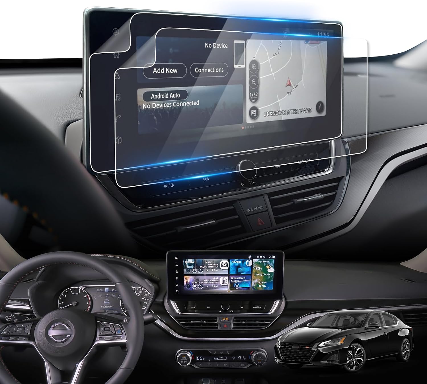 LFOTPP 2023 2024 Altima Screen Protector Plastic [Anti-Reflection] for 2023 2024 N issa n Altima[SL/SR VC-Turbo] 12.3-inch Infotainment Center Touch 2024 Altima Accessories