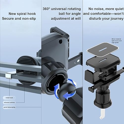 Miniatura 5 de Soporte de teléfono para ventilación de automóvil, con bloqueo de una tecla, clip de extensión universal para automóvil, nunca bloquea la