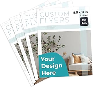 Custom Flyers, Personalized Glossy Flyers with Photo/Design, Double-Sided, for Business, Schools or Events (8.5" x 11" - Letter Size, Pack of 250)