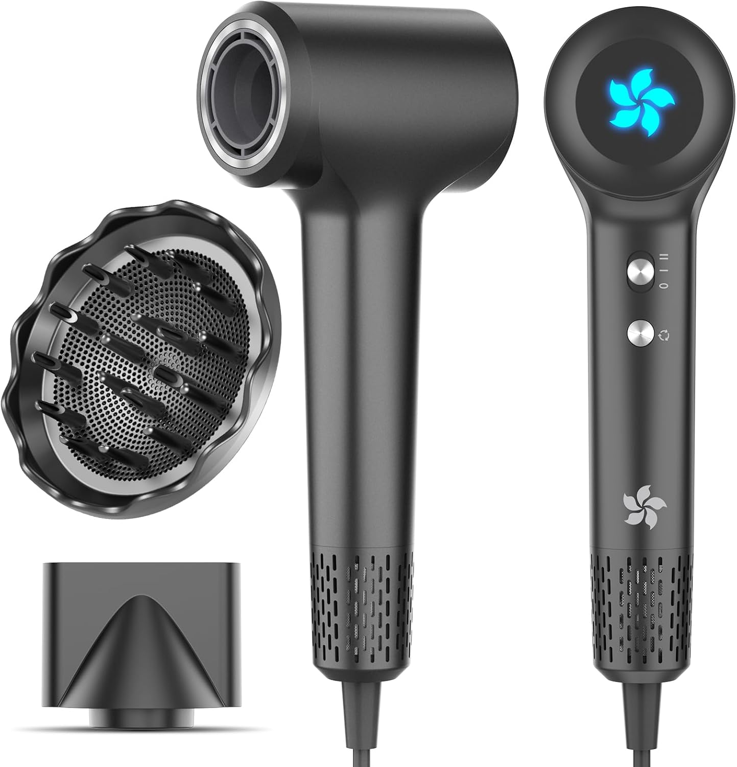 Ionic Hair Dryer, Professional Hair Dryer, Plasma Hair Dryer with 400 Million with Diffuser, Brushless Motor with 110,000 RPM for Fast Drying, 57 dB Low Noise for Travel and Family