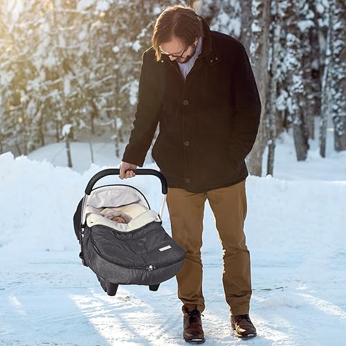 Miniatura 6 de Orzbow Fundas de asiento de automóvil para bebés de invierno, funda universal para asiento de automóvil con cuello ajustable, funda impermeable para