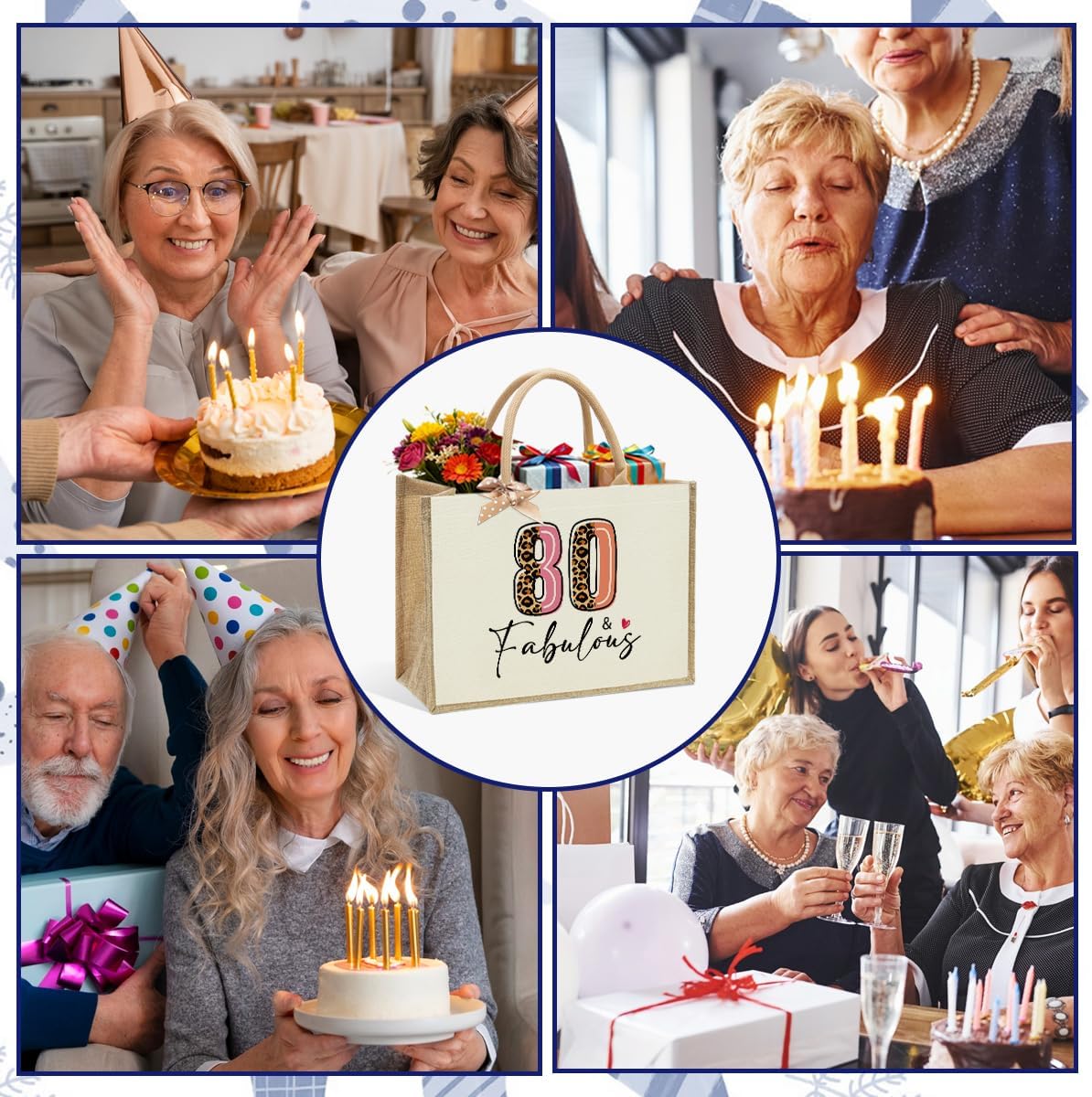 Jute Canvas Tote Bag for Women - 40th 50th 55th 60th 65th 70th 75th 80th Birthday, Mother's Day, Christmas Gift - Image 6