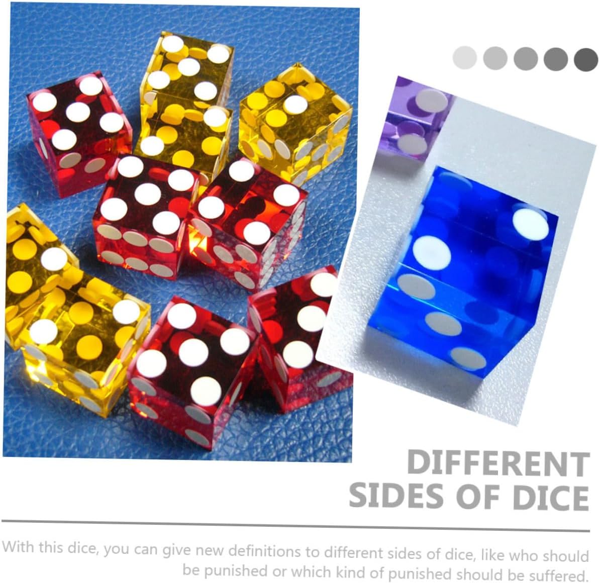 5Pcs Precision Acrylic Right-Angle Dot Dices Transparent Betting Cubes for Board Games Party Entertainment Random Color