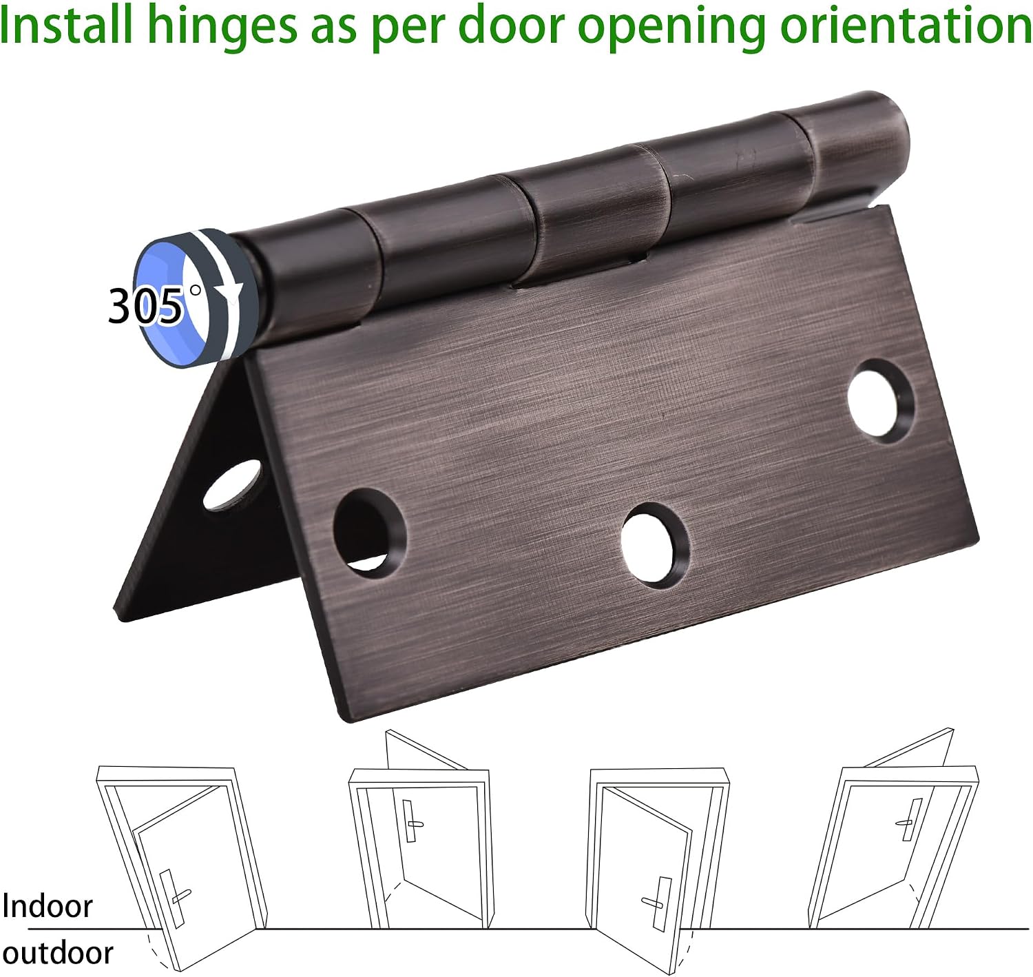 30 Pack Door Hinges, 3.5 x 3.5 Inch Oil Rubbed Bronze Hinges for Wood Square Corners Interior Hinges for Standard Flat/Bedroom, 3 1/2 Inch Door Hinges for Residential Doors