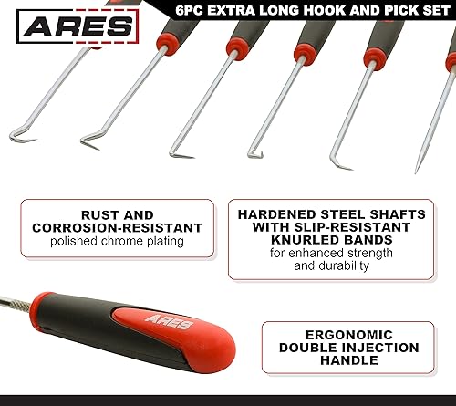 Miniatura 18 de ARES 10034 - Juego de mini ganchos y púas - Juego de 4 piezas incluye ganchos y púas en ángulo, rectos y completos, ejes de acero endurecido, quita