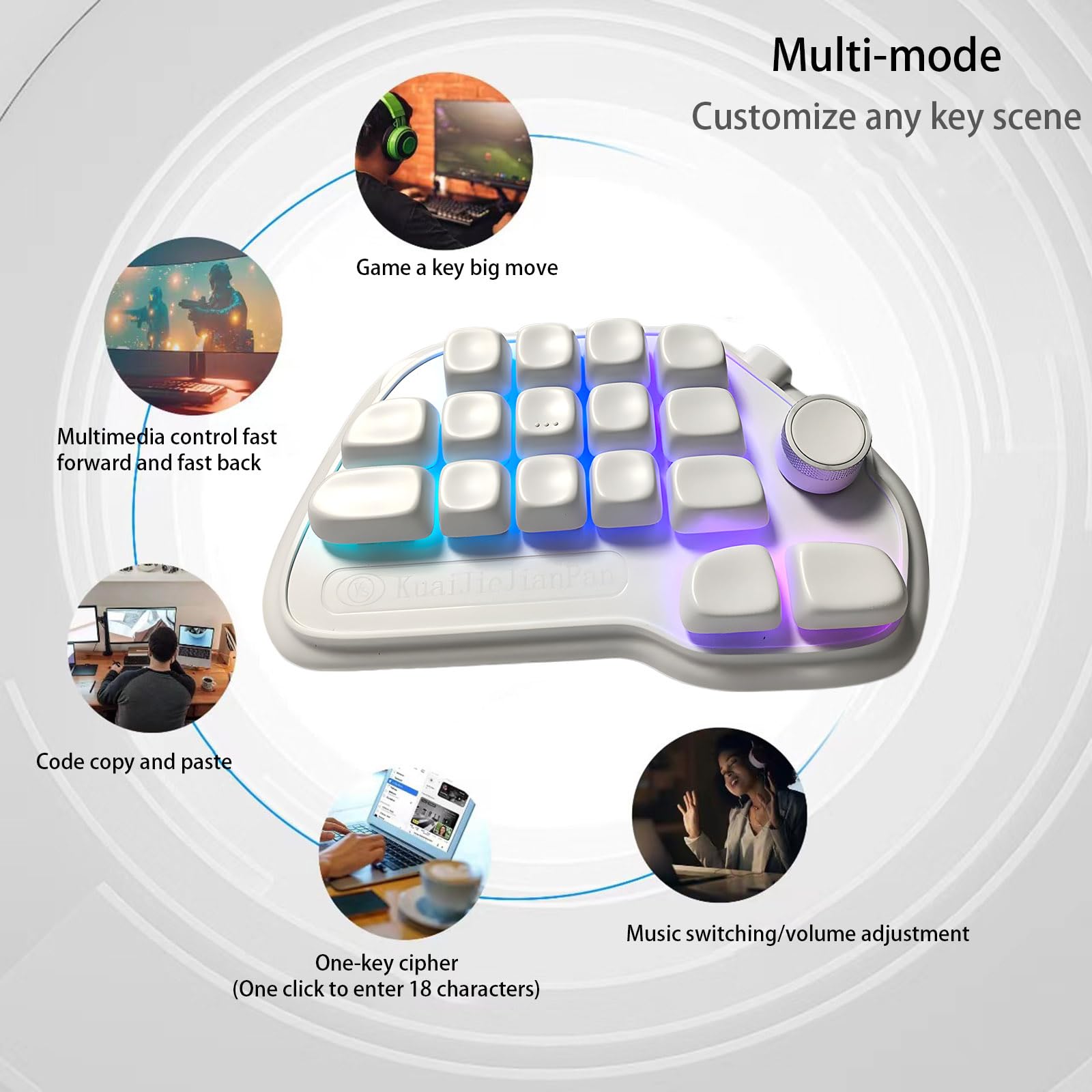 Pavé numérique mécanique à 17 touches remplaçables à chaud avec programmation via connexion filaire USB et touches PBT rétroéclairées RVB pour ordinateur portable pavé numérique d ' éclairage RVB