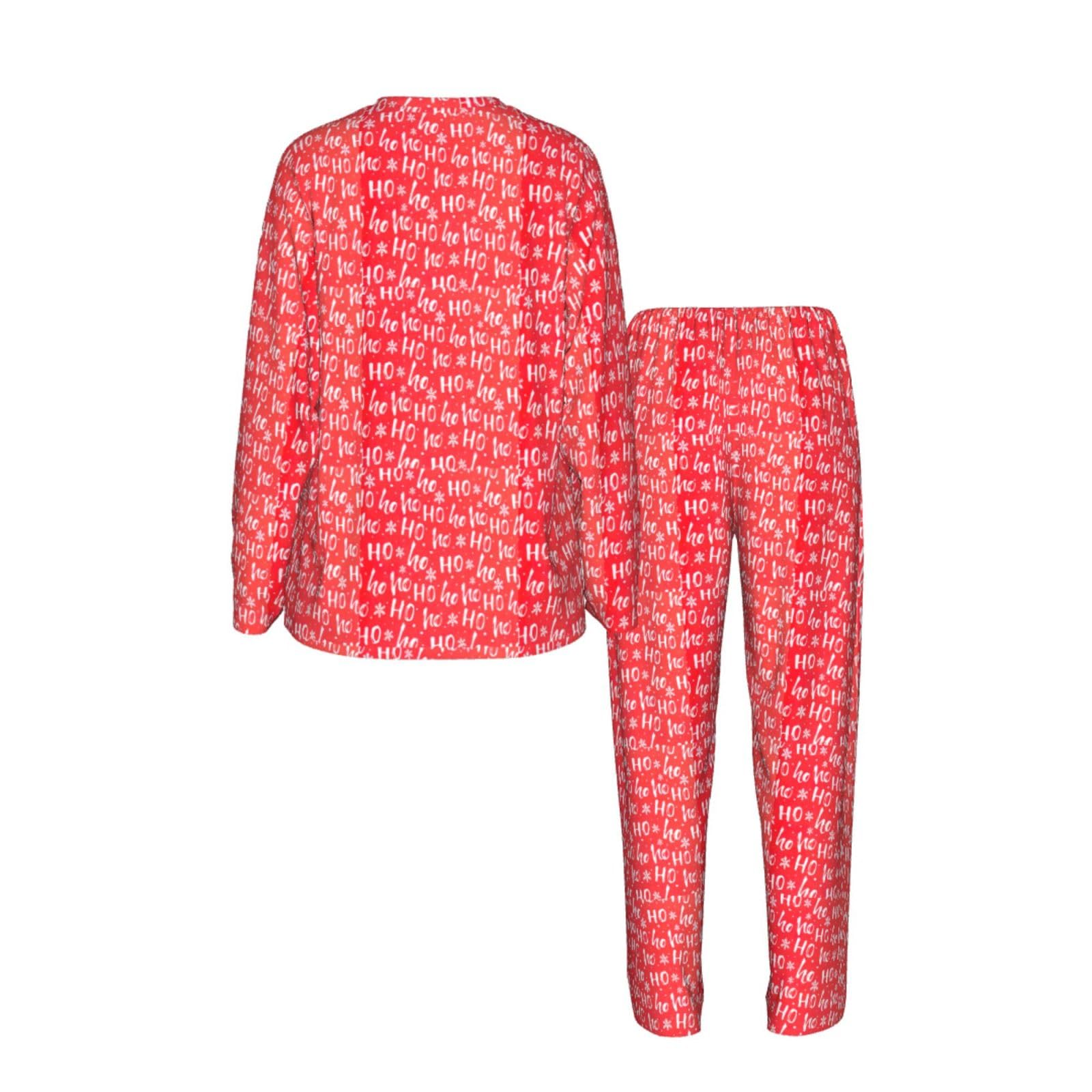 Sfondo di Natale Stampa Delle Donne Manica Lunga Pigiama Corrispondente Set Morbido Confortevole Lounge Elastico Sleepwear