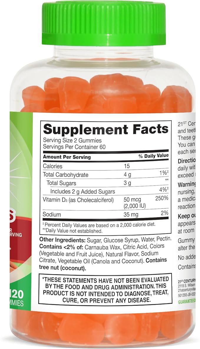 21st Century Daily D Gummies Sabor Frutal - 120 Gomitas, Pack de 3 miniatura 2