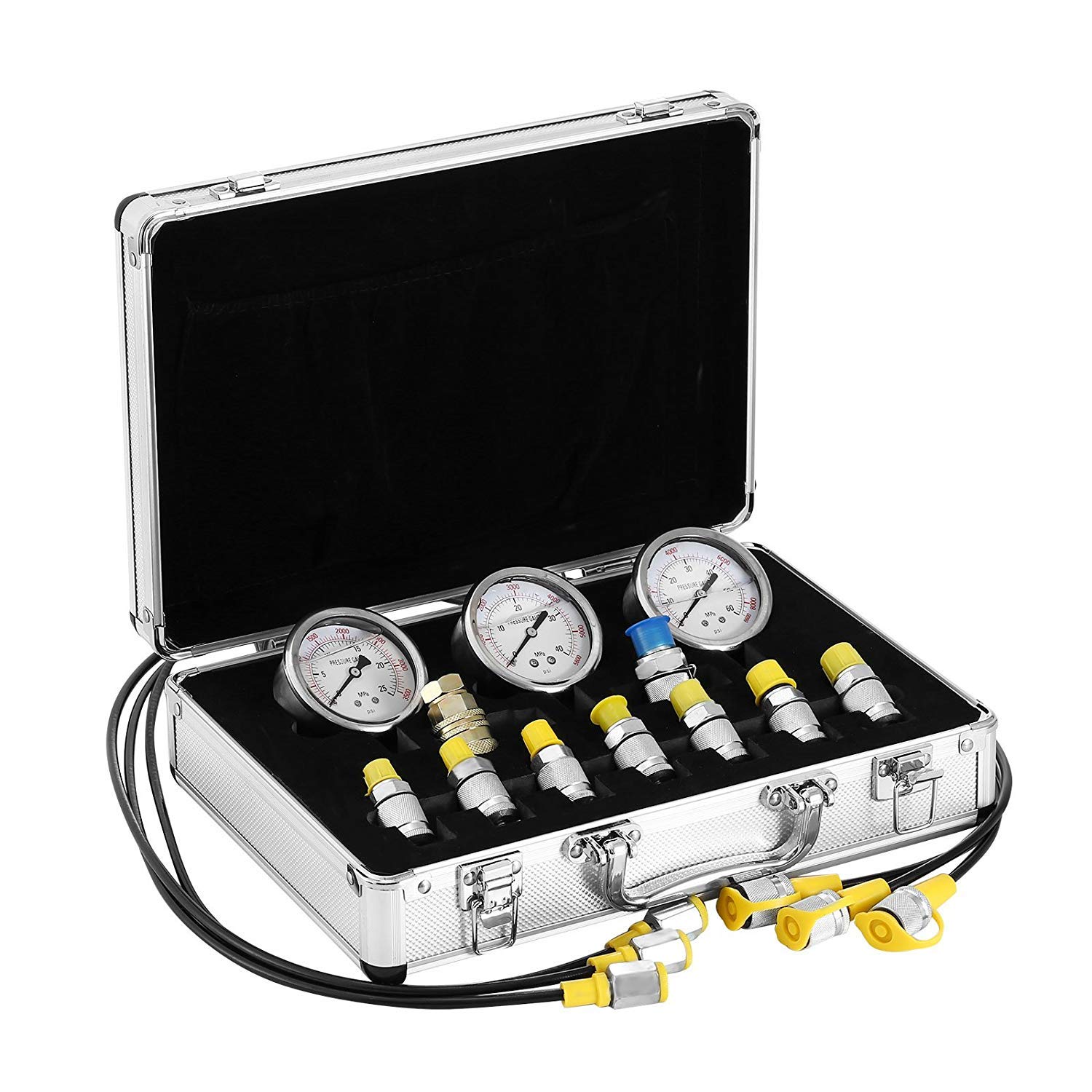 Summile Hydraulic Pressure Gauge Kit Excavator Parts Hydraulic Tester Coupling Hydraulic Pressure Test Kit for Excavator Construction Machinery (Hydraulic Pressure Gauge Kit)