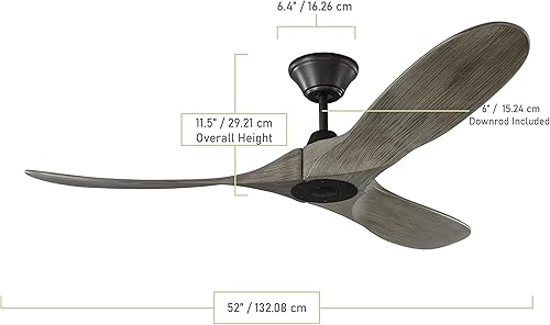 Miniatura 4 de Monte Carlo 3MAVR52AGP Maverick II Energy Star Ventilador de techo para exteriores de 52 pulgadas con control remoto, 3 cuchillas de madera de