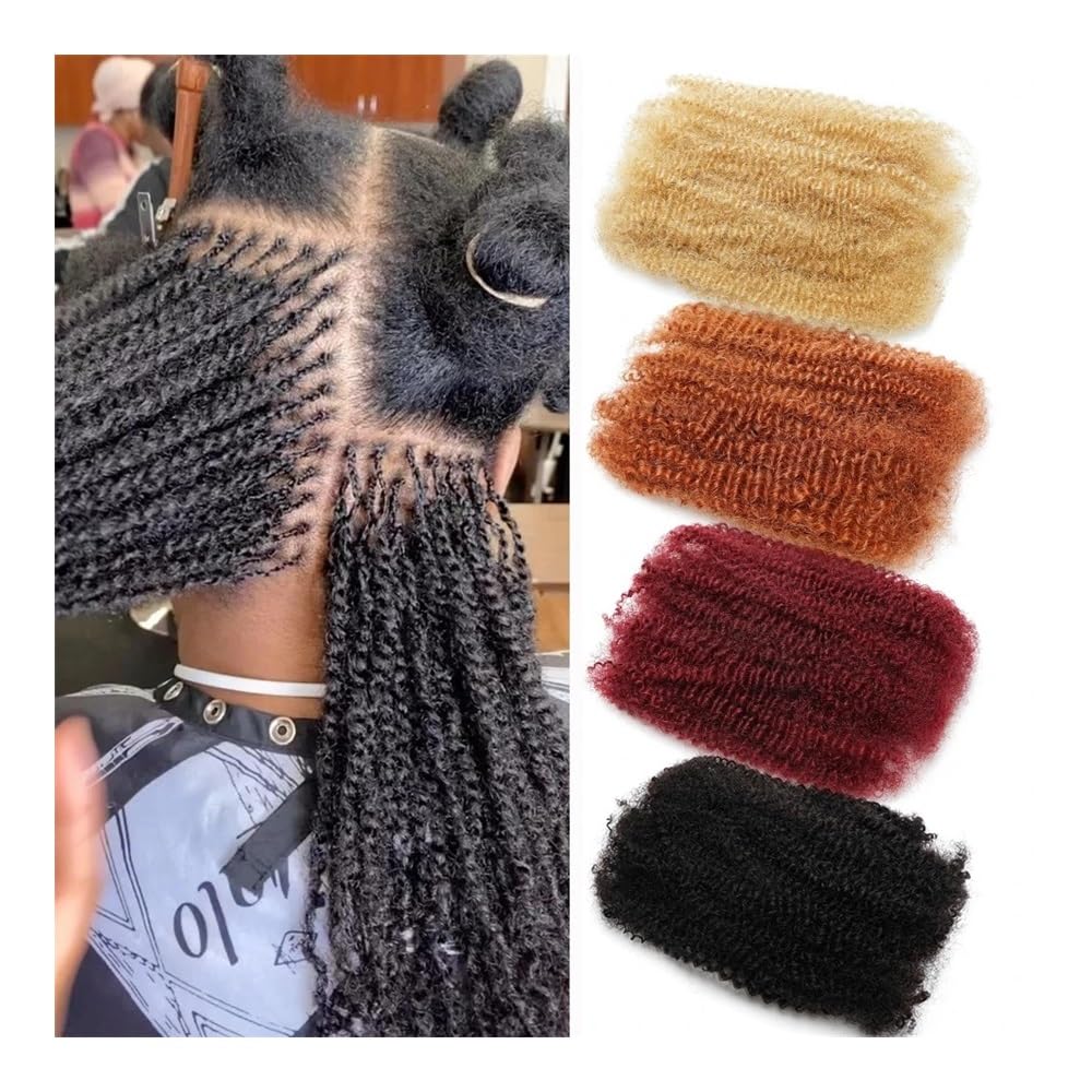 Afro Kinkys prawdziwe włosy w dużych ilościach, 50 g/opakowanie, do mini twistów, warkoczy, Micro Locs, Repair Locs i przedłużenia dredloków (imbir, 40 cm)