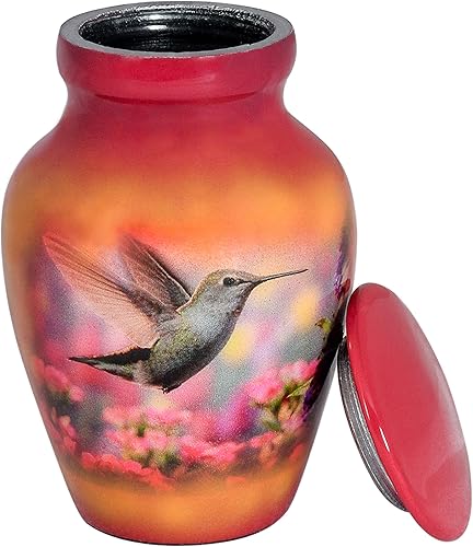 Miniatura 2 de SMARA Urna de cremación de recuerdo pequeña con funda de terciopelo | Elige entre colores únicos | Encantadora ficha de metal para cenizas humanas o