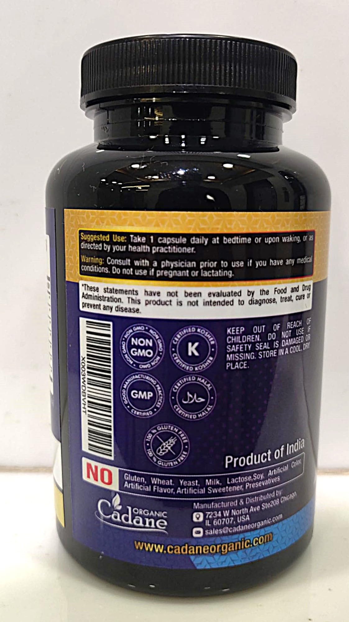 Organic Cadane 7in1 Pure Berberine Supplement with Quercetin, Ceylon Cinnamon, Resveratrol, Milk Thistle, Grape Seed, and Black Pepper - 90 Capsules for 3-Month Supply - Immunity Health Support — Amazon image 4