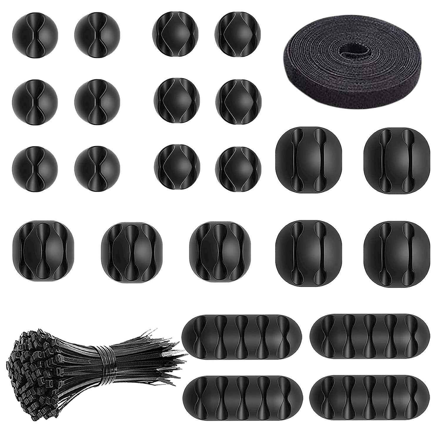 Buy 16pcs Cable Clips, 2M Velcro Cable tie roll, 63 Nylon Zip Ties