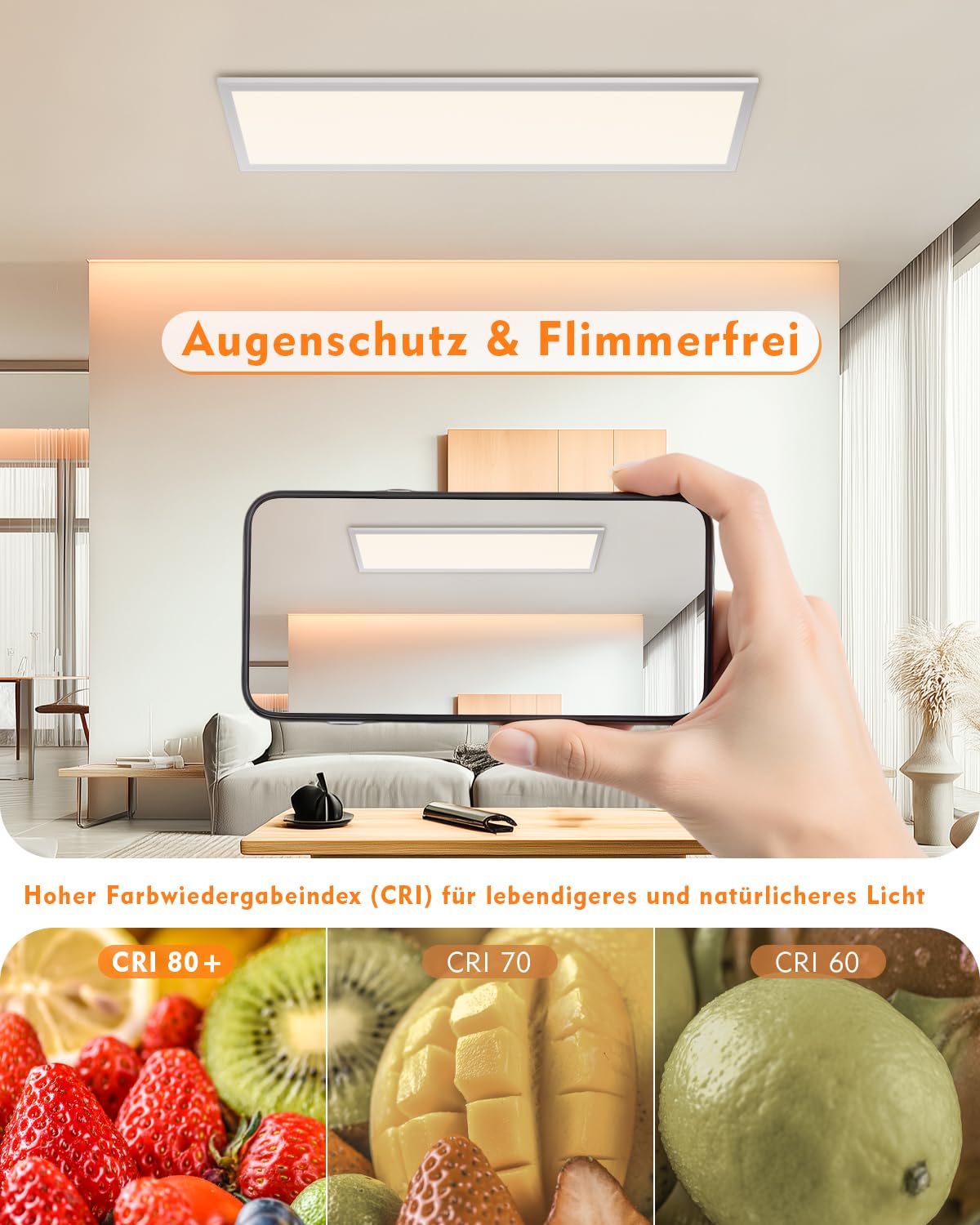 GIACOMO LED Deckenleuchte Dimmbar, 100x25CM LED Panel Flach, Deckenlampe mit Fernbedienung 36W 3600LM 3000-6500K mit Nachtlicht 1800K 8W für Schlafzimmer Wohnzimmer Küche