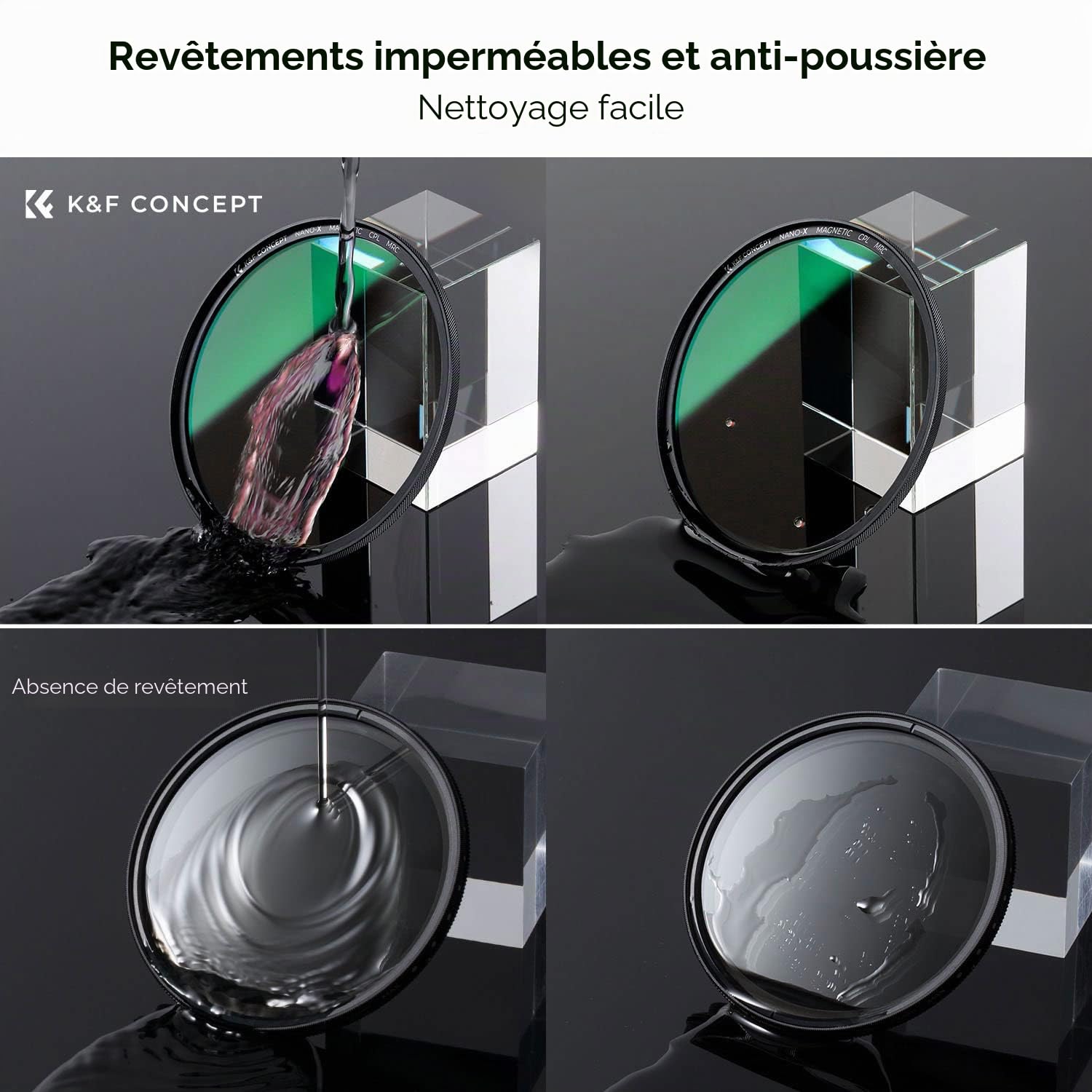 K&F CONCEPT Filtre Polarisant 77mm CPL Magnétique avec Bague Base | Installer Rapidement,Aimanté,HD,Nano-revêtement,Étanche,Résistant à l’huile et aux rayure,Cadre CNC Antidérapant,Nano-X,FG702