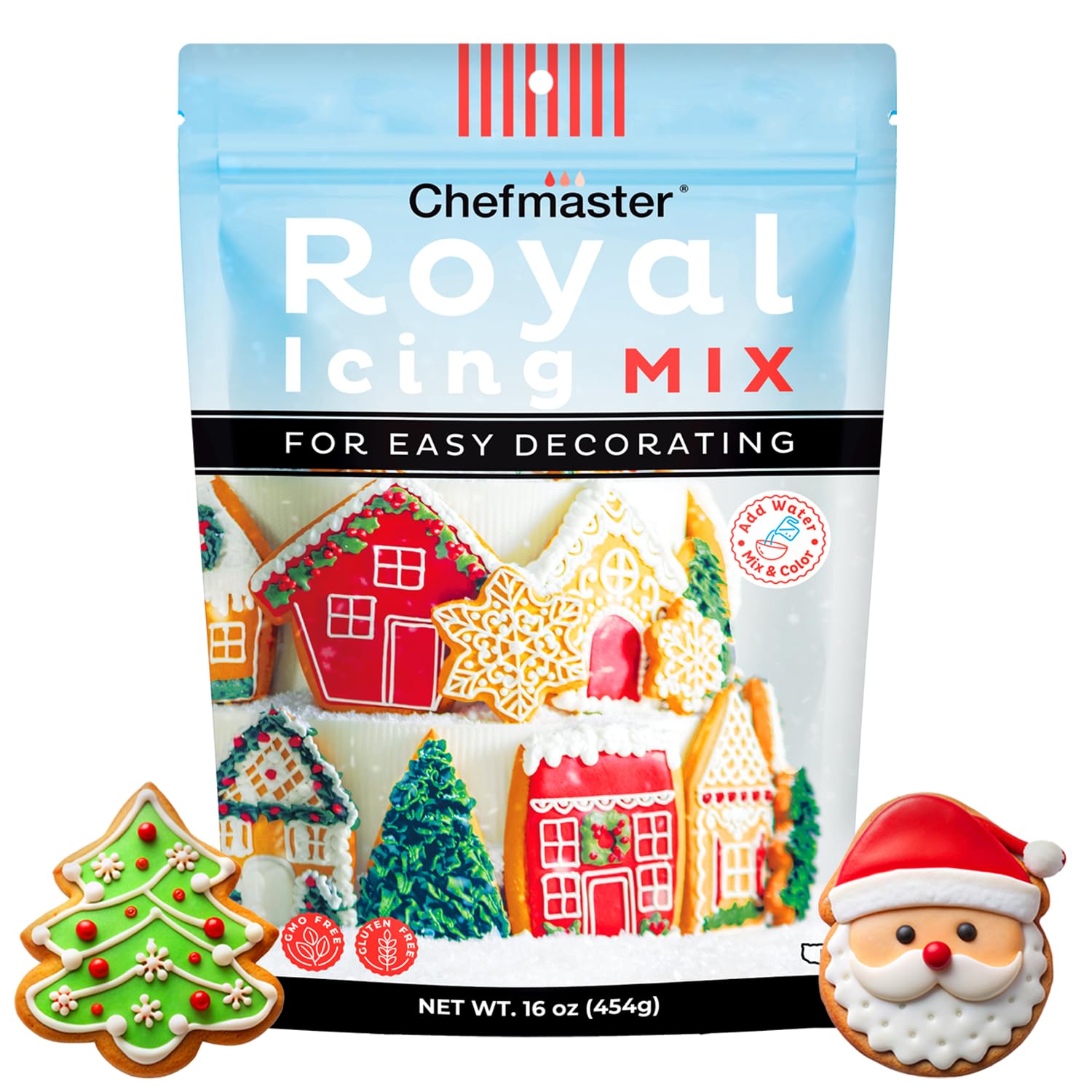 Chefmaster Premium Holiday Royal Icing Mix, Decorating Cookies, Making Cake Decorations, Extra Smooth & Versatile, Just Add Water, Non-GMO, Made in USA, 16 oz Chefmaster Premium Holiday Royal Icing Mix, Decorating Cookies, Making Cake Decorations, Extra Smooth & Versatile, Just Add Water, Non-GMO, Made in USA, 16 oz