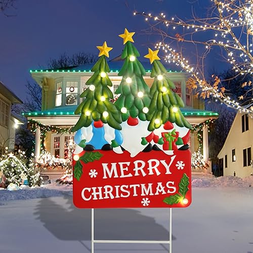 Miniatura 1 de Wonder Solar Letreros de Navidad para patio, decoración al aire libre, gnomos con luces LED, decoración de jardín al aire libre, gnomos para jardín,