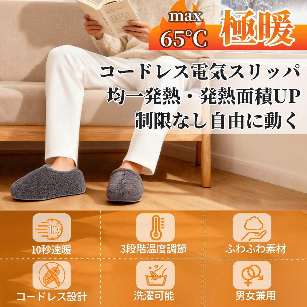 Amazon.co.jp: Gaberpho 電気スリッパ コードレス フットウォーマー