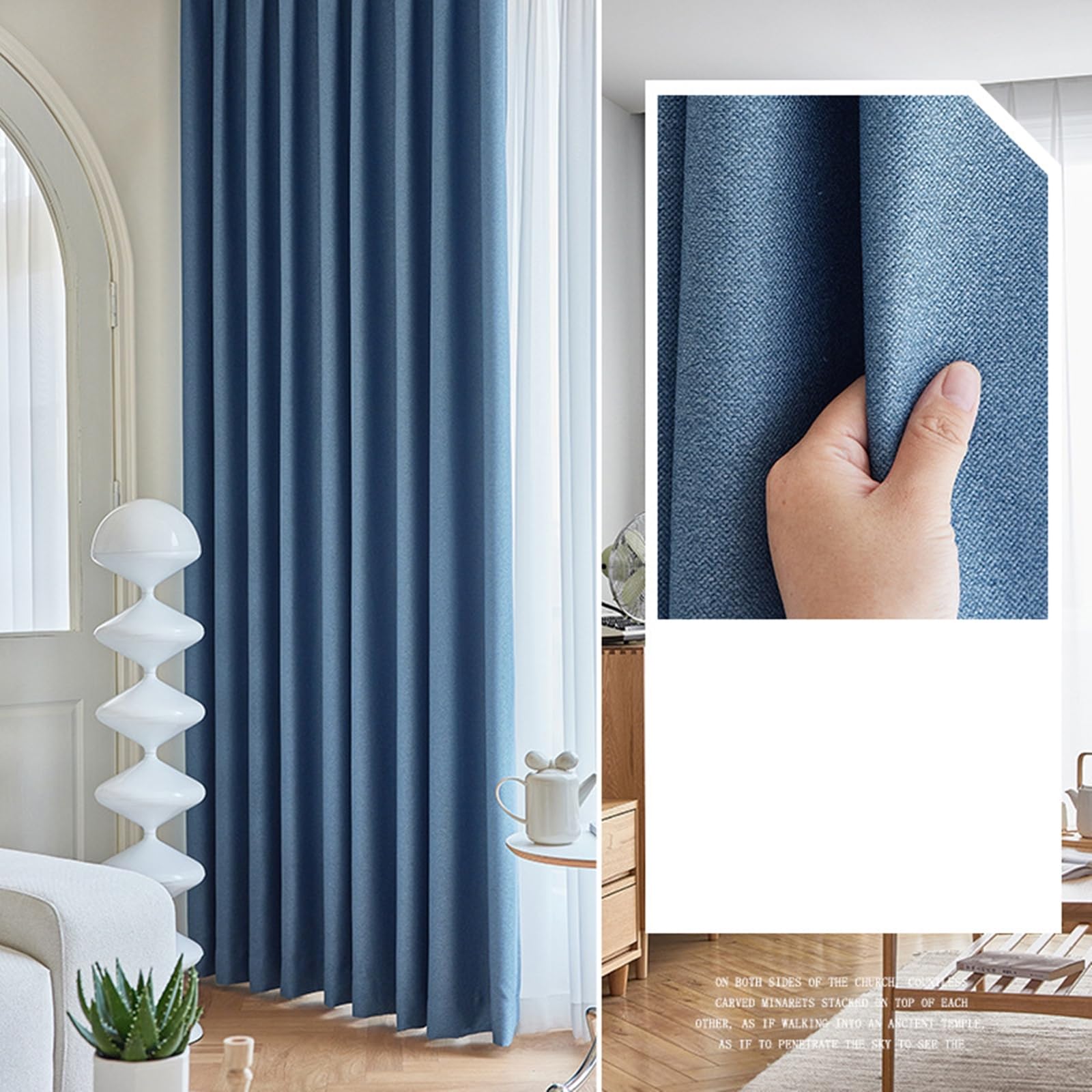 Beydodo Rideaux Occultant Fenêtre Lot de 2, Rideau Chambre Opaques Moderne 137 x 183 avec Oeillets, Épais Bleu Foncé Uni Aspect Lin