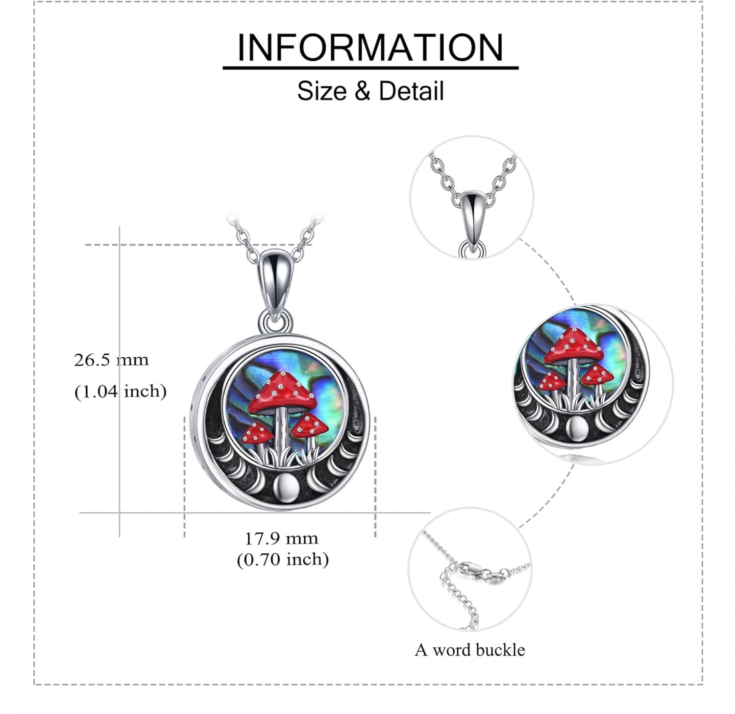 Mushroom Urn Necklaces for Ashes Sterling Silver Urn Pendant Moon Phase Necklace Mushroom Cremation Jewelry Memorial Gifts for Women - Image 5