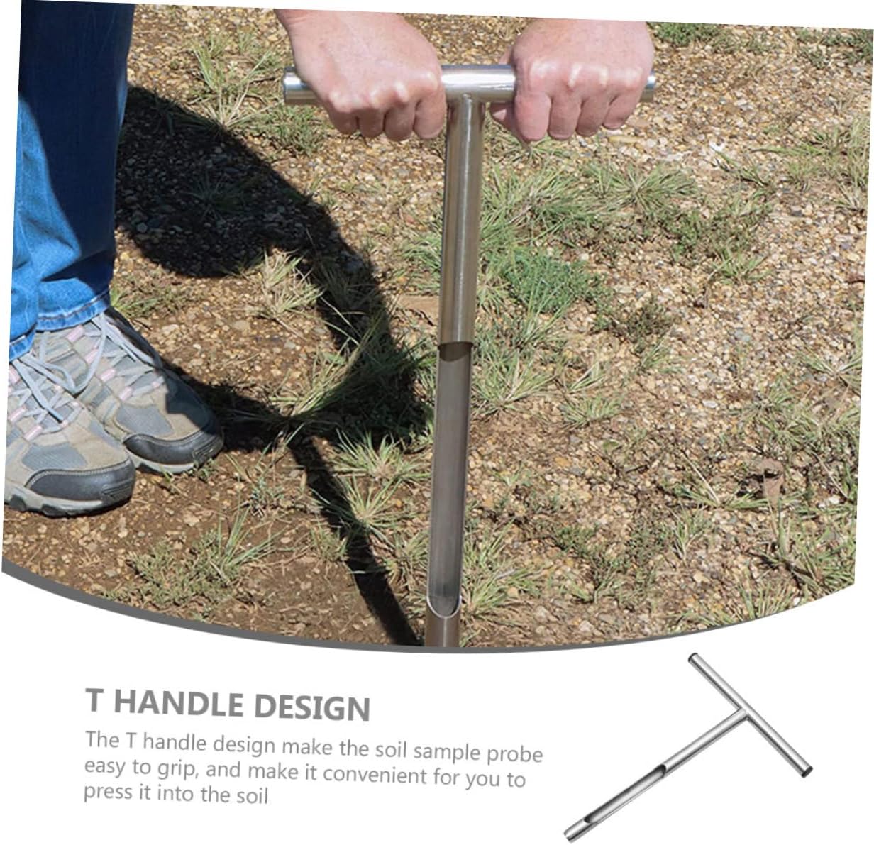 Stainless Steel Soil Sampling Tool with T Handle Heavy Duty Soil Probe for Easy Soil Testing Long Skid Design for Convenient Use Gardens and Lawns
