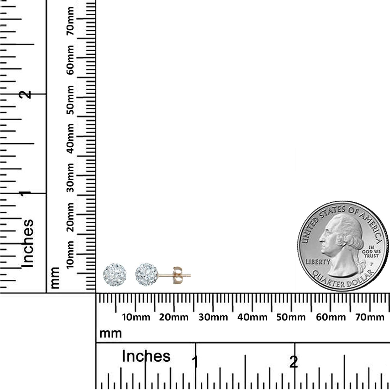 AVORA 10K Yellow Gold Polished Ball, Crystal Ball and Simulated Diamond CZ Three Pair Earrings Set