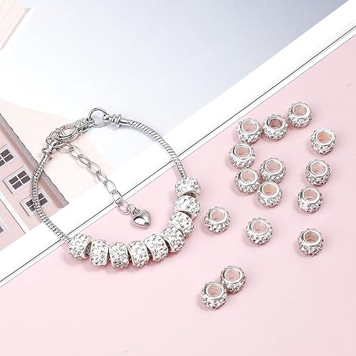 Vista 79 de 200 cuentas europeas de agujero grande – Mixcolor Lampwork Rhinestone Craft Beads para bricolaje pulseras joyería fabricación