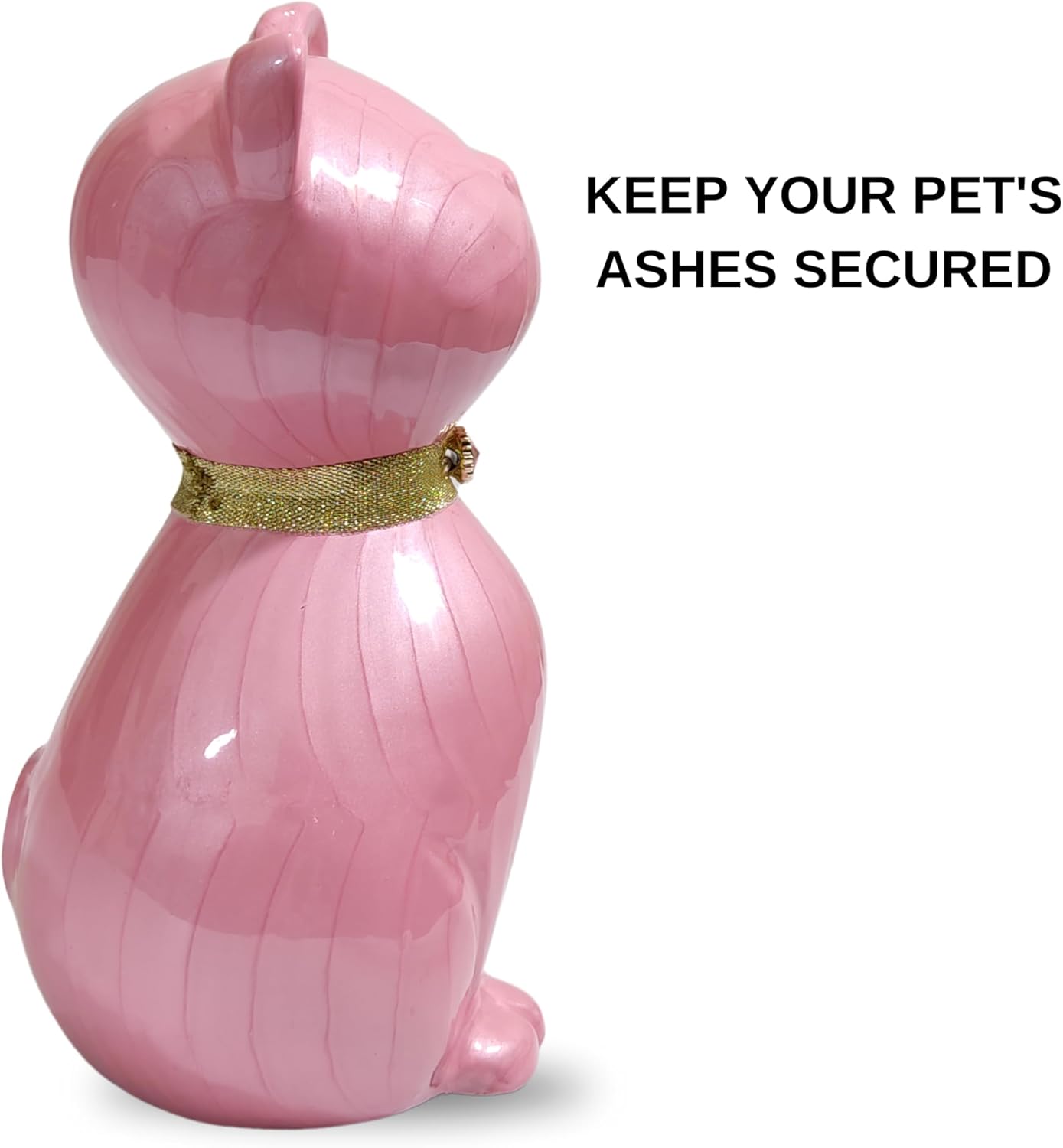 Cat Memorial Urn, Beautiful Container for Ashes - Cremation Keepsake for Remembering Pets - Decorative cat urn-Black,Purple Finish urn 42 Cubic Inch Capacity-URN for cat Ashes (Pink)