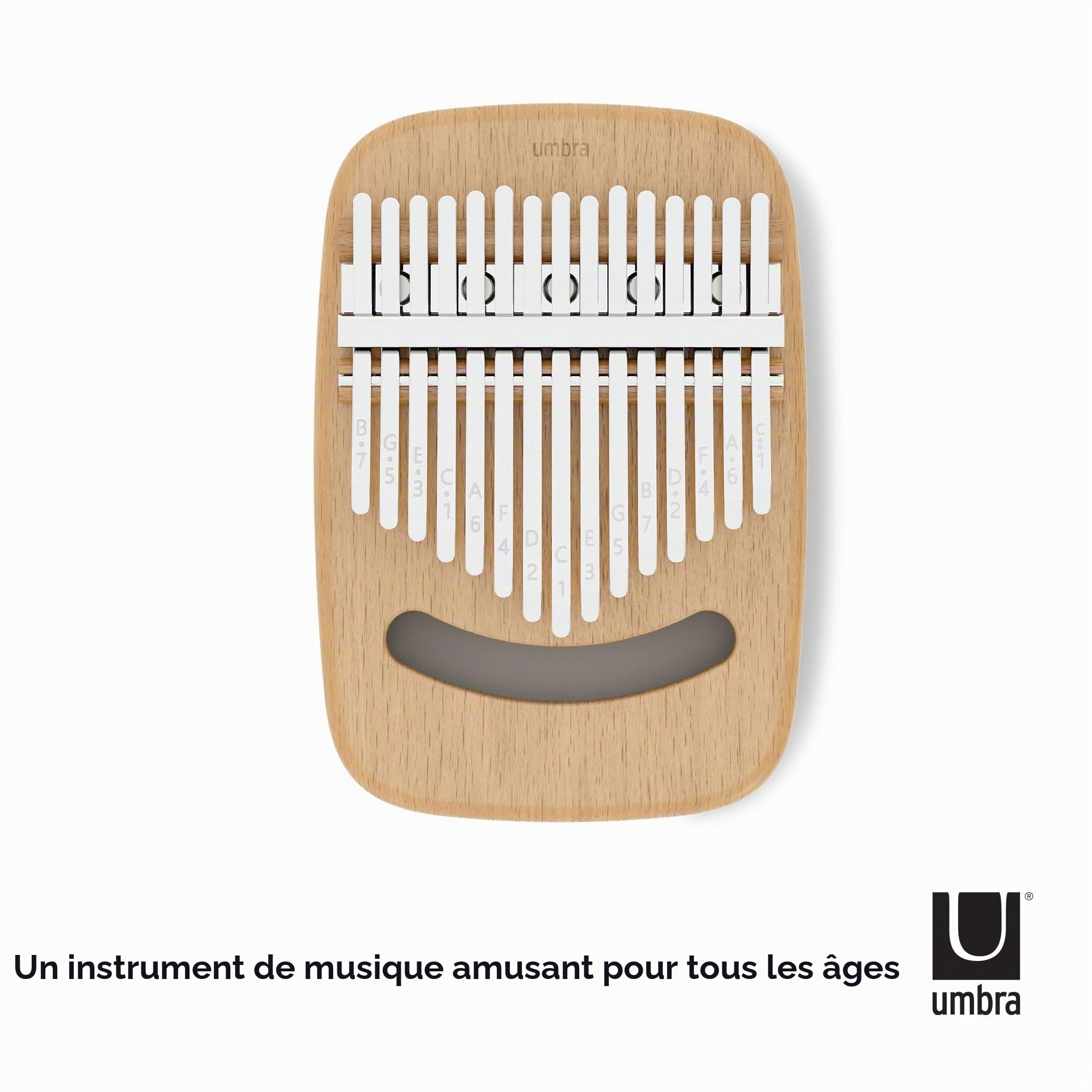 Umbra Strumba Kalimba Piano à pouce portable 15 touches Instrument de musique décoratif avec plateau intégré pour partitions de musique