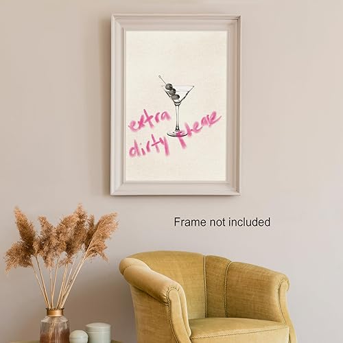 Miniatura 6 de Arte de pared de cóctel vintage extra sucio por favor Martini, arte de pared, arte de pared de cóctel de moda, póster estético de Martini, carrito
