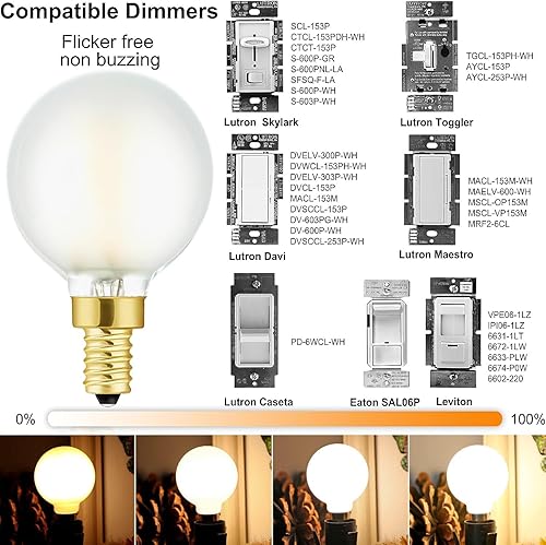 Miniatura 3 de LEOOLS Bombilla LED e12 regulable g16.5 6W igual 60 vatios 600lm AC120V e12 bombilla para candelabros para candelabros, ventilador de techo, vanidad
