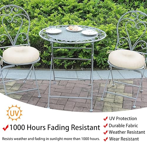 Miniatura 2 de Magpie Fabrics Juego de 2 cojines de asiento redondos de 15 pulgadas con lazos, juego de 2, impermeables, para todo tipo de clima, acolchado de 4