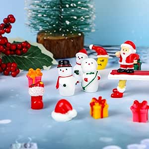 BOFUNX 50-teiliges Mini Weihnachtsfiguren Set - Harz Weihnachtsdekoration Für Baum & Adventskranz