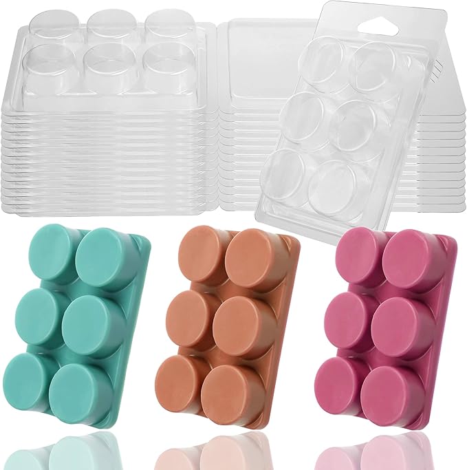 MILIVIXAY Wax Melt Containers6 Cavity Clear Empty Plastic