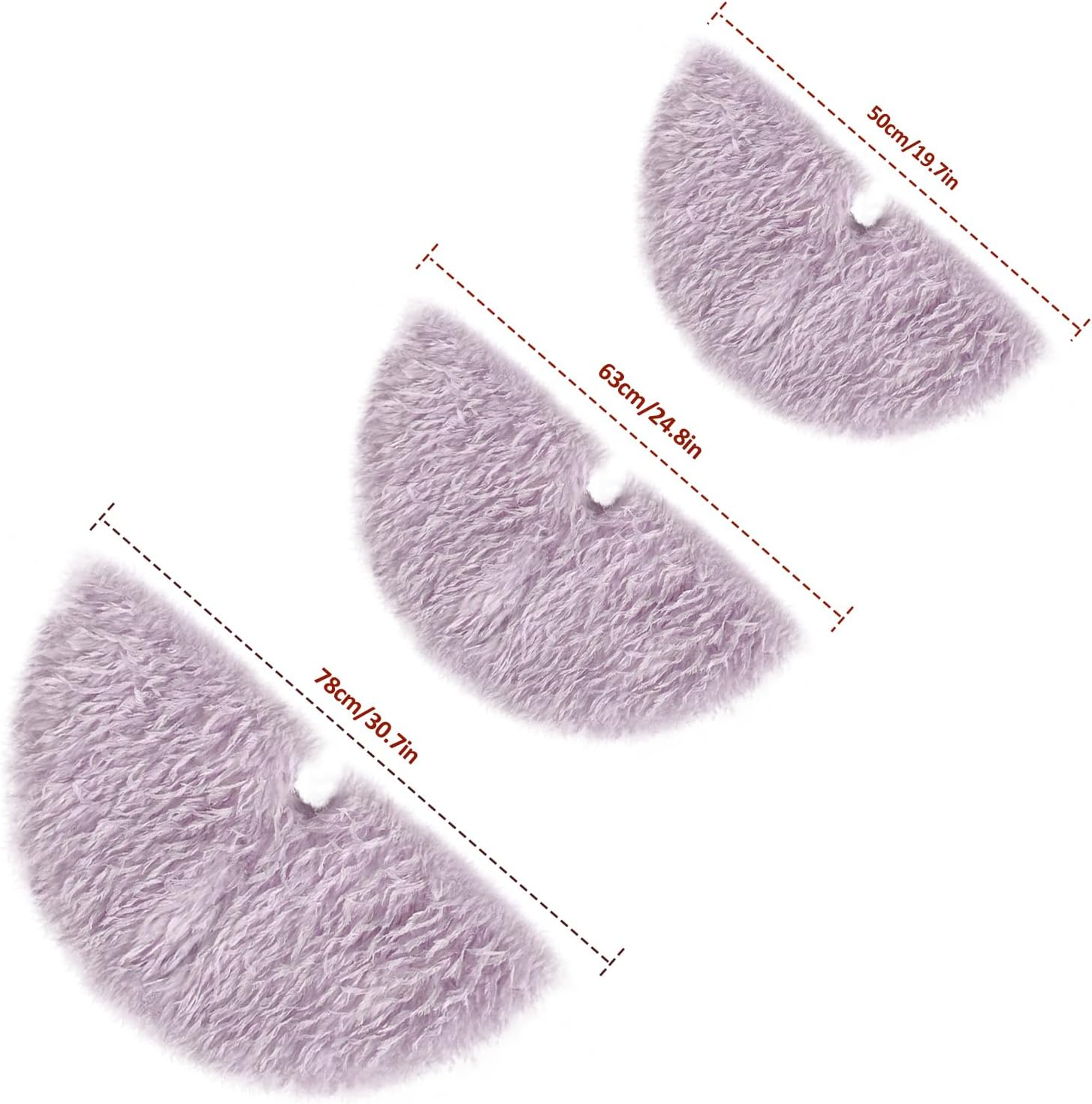 Small Purple Faux Fur Christmas Tree Skirt 24 Inch with Long Feather Design, Luxurious Plush Xmas Tree Skirt for Holiday Decor, Winter Party, and Festive Home Decorations - 63cm