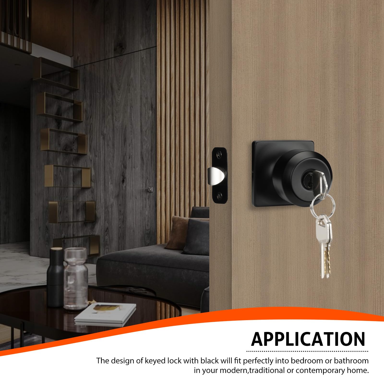 Haidms Paquete de 5 pomos de puerta negro mate con cerradura y llave, pomos de puerta de entrada exterior, pomos de puerta delantera negra, pomos de puerta de bloqueo con llaves, pomos de puerta