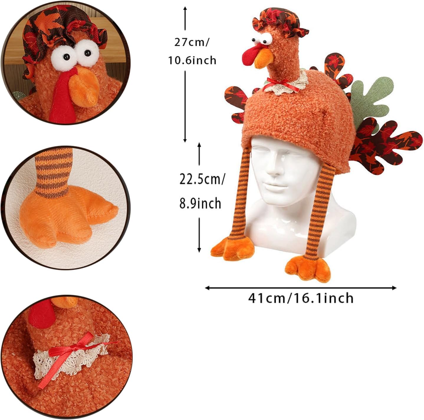 Thanksgiving Turkey Hats Funny Turkey Costume Novelty Turkey Headwear for Thanksgiving Night Event Dress-up Party