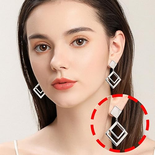 Miniatura 6 de UNICRAFTALE Acerca de 36 piezas de anillos de enlace cuadrados de 3 tamaños, conectores de marco de acero inoxidable, eslabones cuadrados de