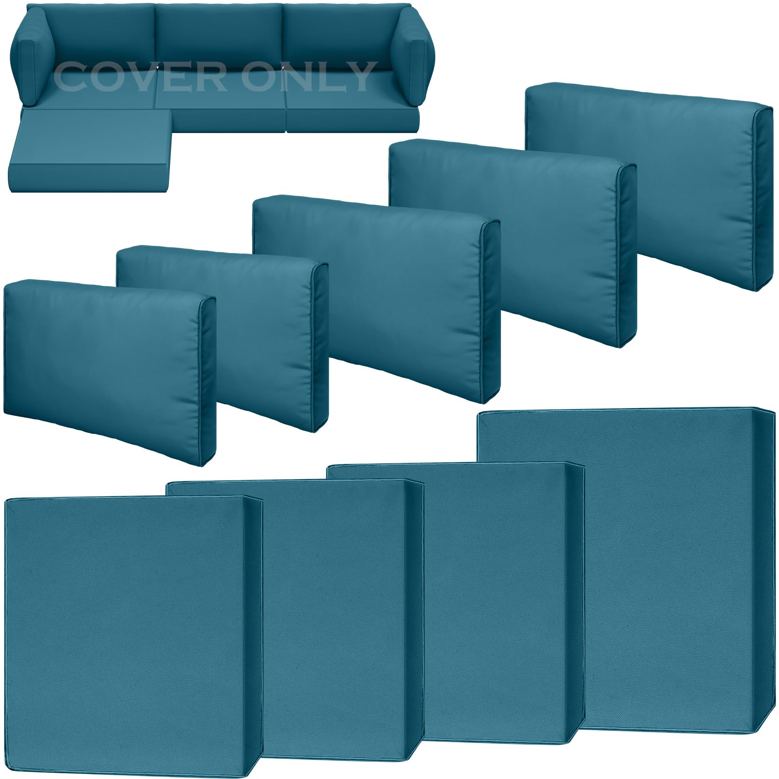 Cethytirko 9 Piece Outdoor Patio Waterproof Cushion Covers, Fits 4-Seat Wicker Rattan Sectional Couch Chair Furniture Cover Replacement Set -
