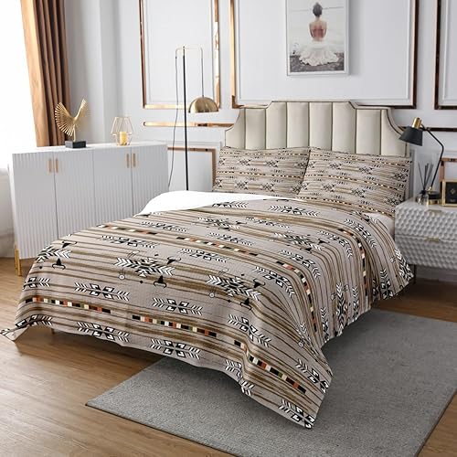 Miniatura 7 de Erosebridal Juego de colcha azteca tamaño Queen, diseño de calavera de toro exótica acolchada para niños, atrapasueños, diseño de plumas de tribu