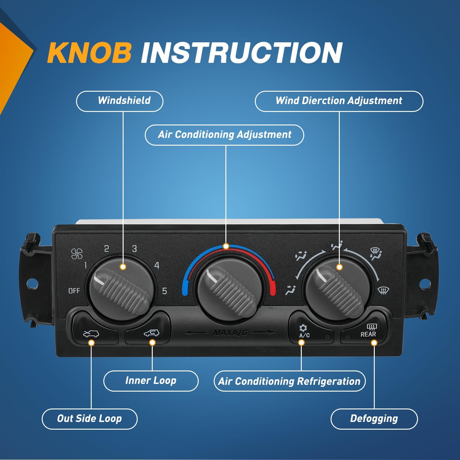 Nilight A/C Heater Climate Control Module Switch Panel Compatible with 1999 2000 2001 2002 Chevrolet Silverado GMC Sierra 1500 2500 2000-2002 Suburban Yukon XL Replacement Air Conditioning Control