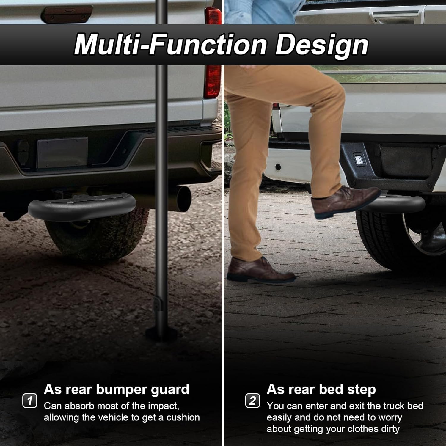 Towing Hitch Step No Slip for 2 Inch Receiver, Rear Bumper Guard Trailer Steps Compatible with Car/Truck/Vehicle